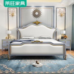 美式实木床现代简约轻奢床1.8米双人主卧软包床简欧1.5米储物婚床