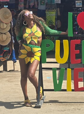 Women's Crochet Sunflower Pattern Bikini set Sexy 2 Piece