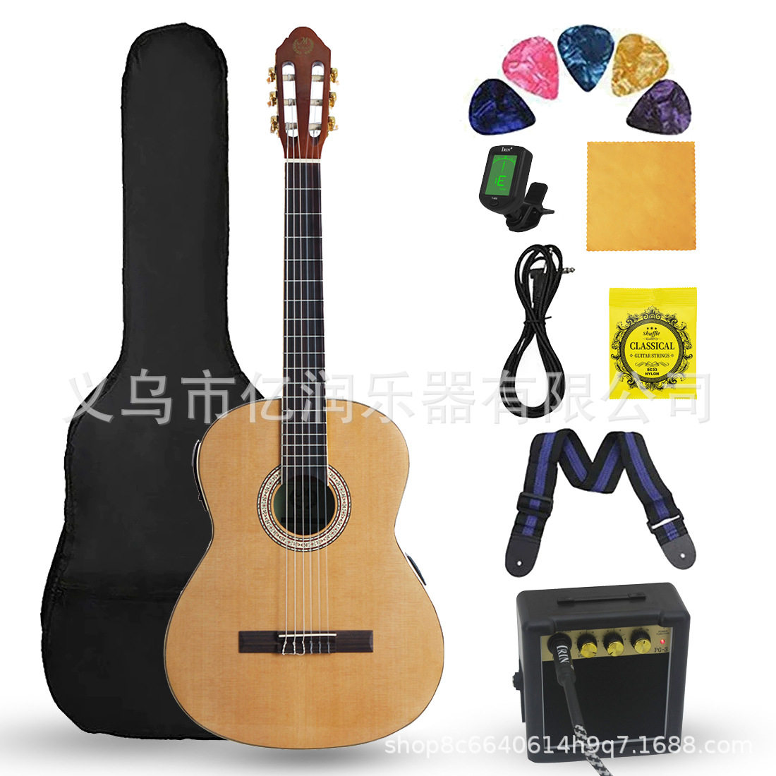 新款吉他电箱古典两用EQ版云杉面板木吉他初学入门练习琴Guitar图片