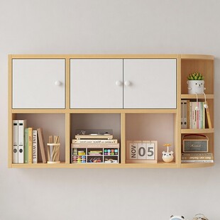 实木挂墙置物架壁挂式书架客厅装饰墙壁柜吊柜家用储物上墙橱柜