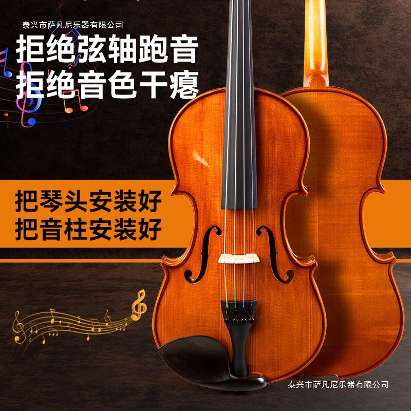 萨凡尼V003小提琴初学者成人儿童入门演奏学生专业级手工实木乐器