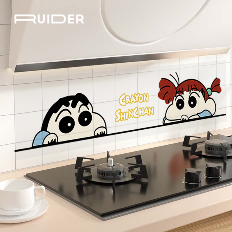 【艺术款】蜡笔小新厨房墙面防油贴纸油烟机灶台耐高温自粘装饰贴