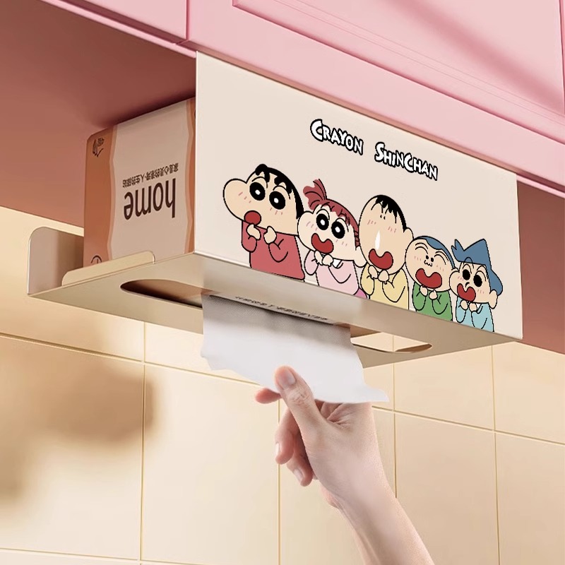 蜡笔小新厨房用具纸巾架壁挂式纸巾盒洗脸巾卫生纸倒挂置物架