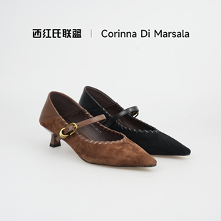 X22A355Q3367 全羊皮鞋 1跟高4.5cm 西红氏•双11限时折扣