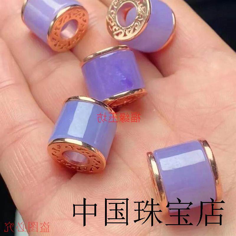 精品缅甸老坑翡翠色紫罗兰路路通吊坠紫色时尚百搭款锁骨手链配件