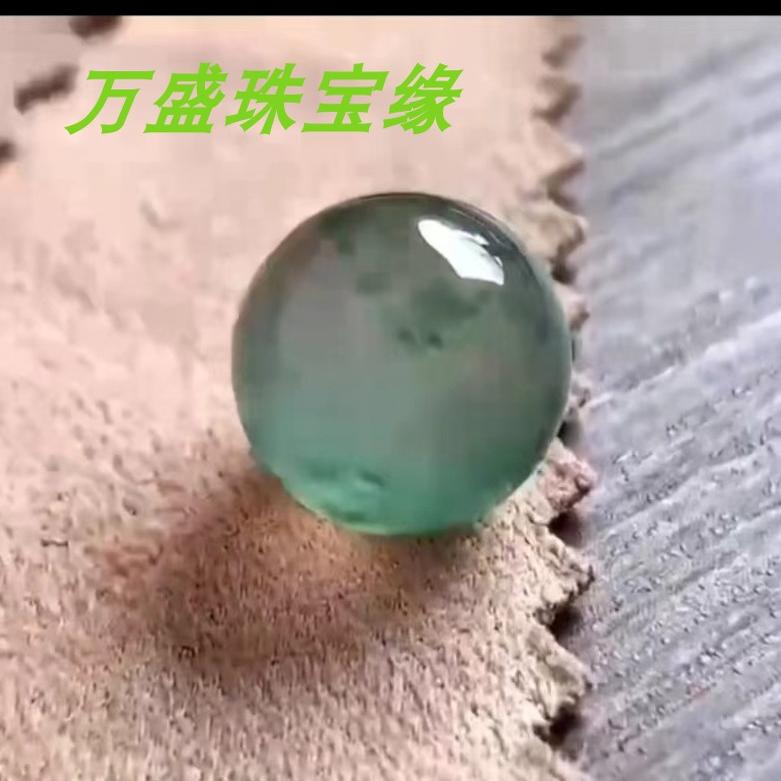 危地马拉翡翠色冰种飘花转运珠坠子蓝花手链单珠散珠圆珠配饰珠串图片