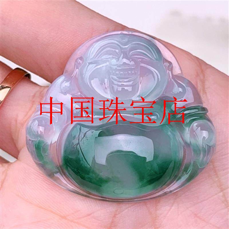 缅甸老坑飘花翡翠色吊坠玉观音项链冰种玉佛佛公玉坠子国风男女款