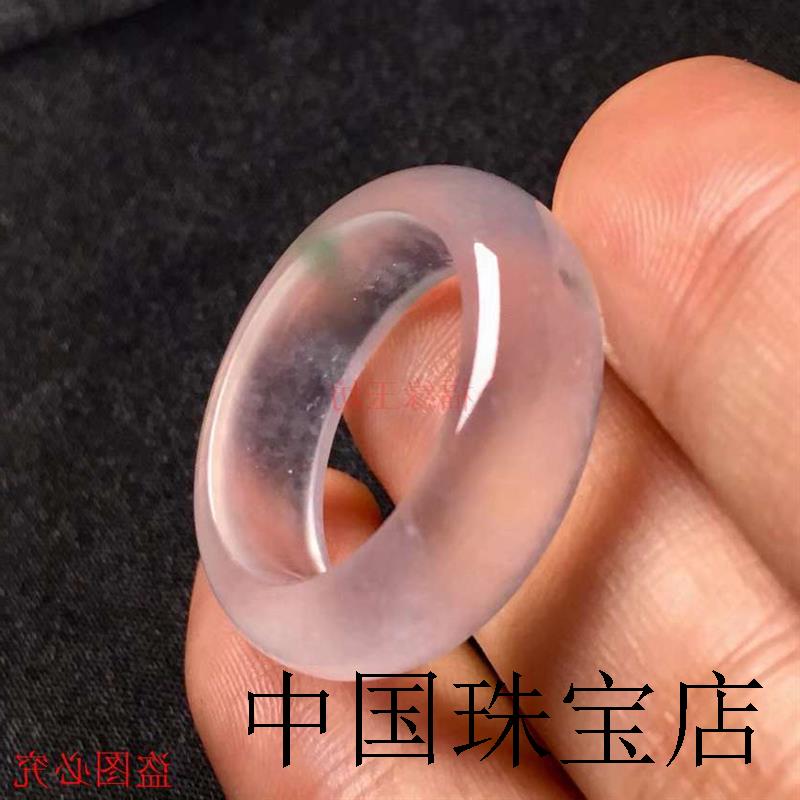 高端缅甸老坑翡翠色玉冰种戒指白冰戒圈高冰木那雪花棉戒指玉石扳