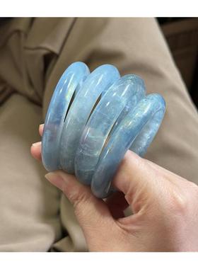 高精品海蓝色冰蓝款手镯高冰透高级感水润女款手镯饰品百搭送礼款