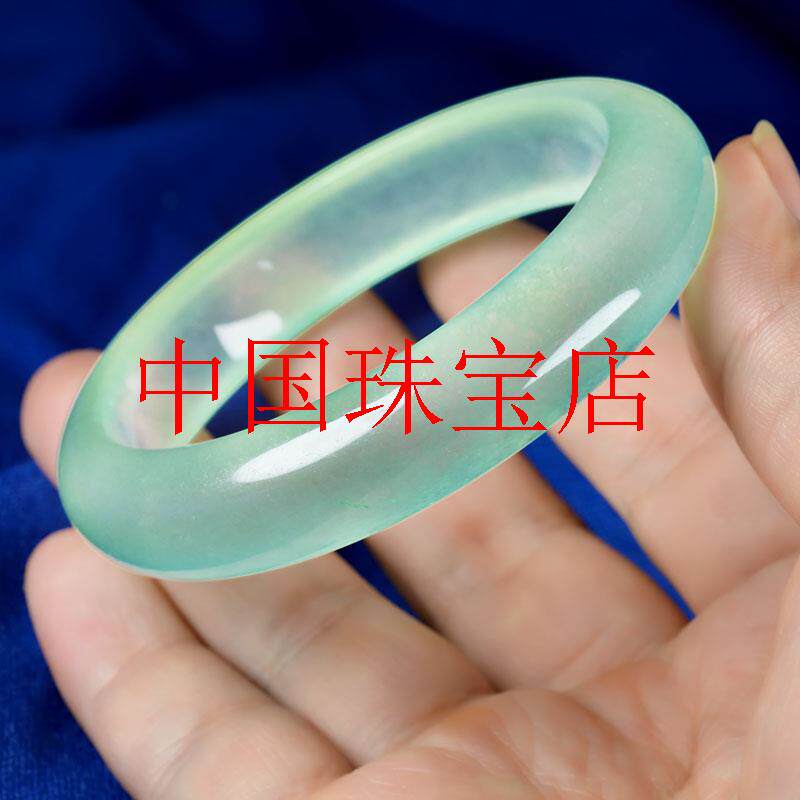 玉手镯女款缅甸翡翠色浅绿玉石翡翠色特价少女款细款冰种玉镯送礼
