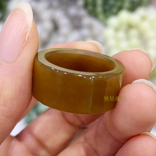 糖色和田玉扳指女款且末糖戒指糖玉戒指女素圈玉石戒圈玉指环送礼