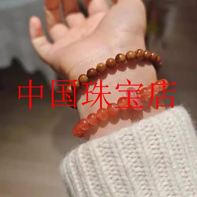 南红玛瑙樱桃红跑环精品库克圆珠两圈手链搭配原创女转运多圈手串