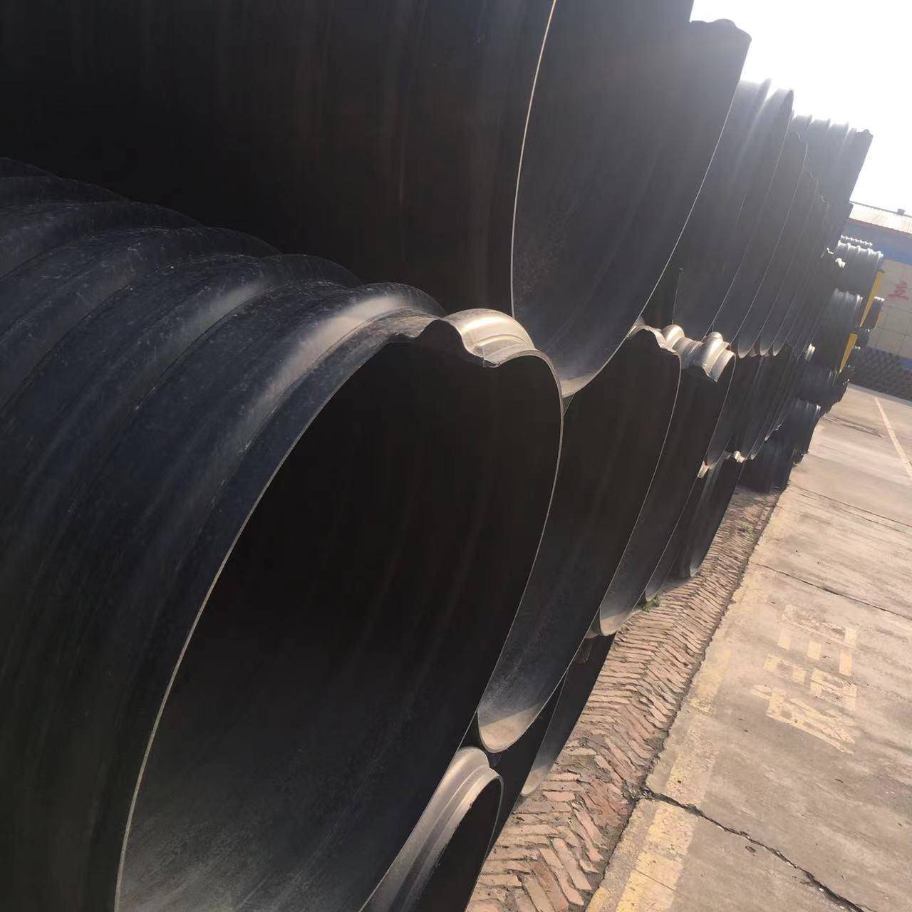 HDPE增强钢带波纹管大口径城市排污下水管螺旋纹pe排雨水管现货