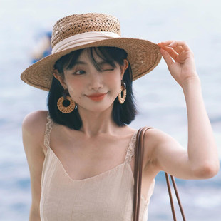 老钱风镂空草帽女春夏海边沙滩度假礼帽法式复古遮阳防晒太阳帽子