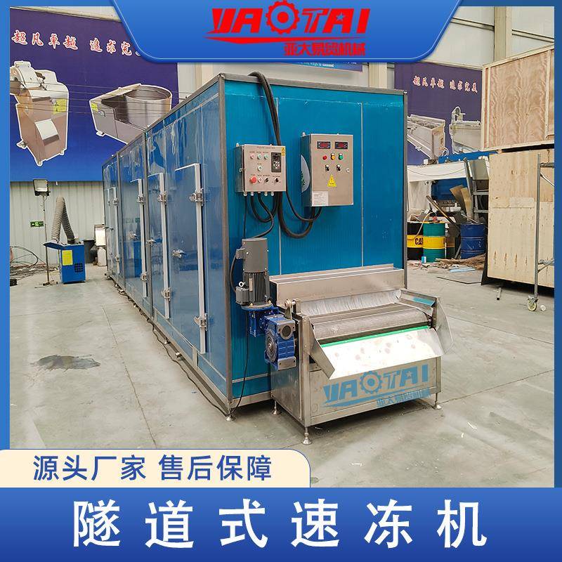 全自动大型冷冻鸡产品海鲜设备网带连续式蔬菜丁速冻机器