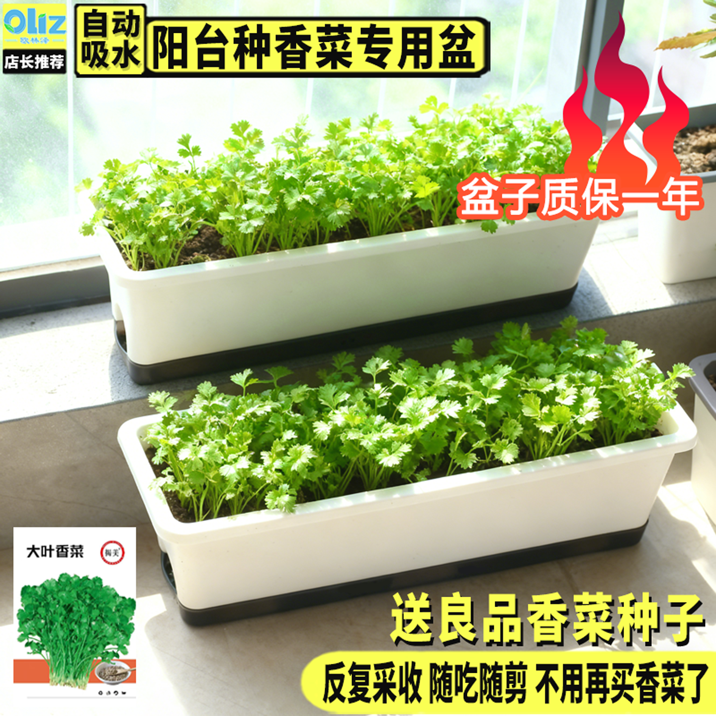 阳台种菜盆香菜专用种植盆箱长方形储水透气食品级材质家庭树脂,鲜花速递/花卉仿真/绿植园艺,花盆,淘宝优惠券,粉丝福利购,淘宝优惠卷