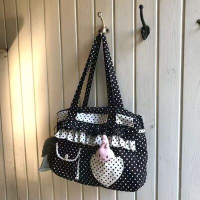 波点爱心帆布包高级感大容量撞色通勤托特包百搭手提腋下单肩包潮