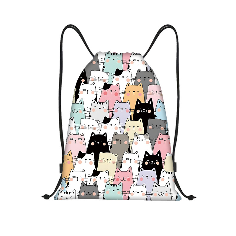 猫山猫海印花抽绳束口袋