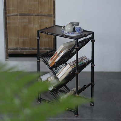 新中式明式小书架 筇竹家具艺术书架落地书房书架子置物架书架