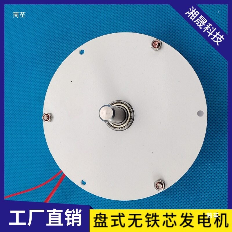 50W盘式无铁芯三相永磁无刷发电机DIY 低速低阻  内转子 微型