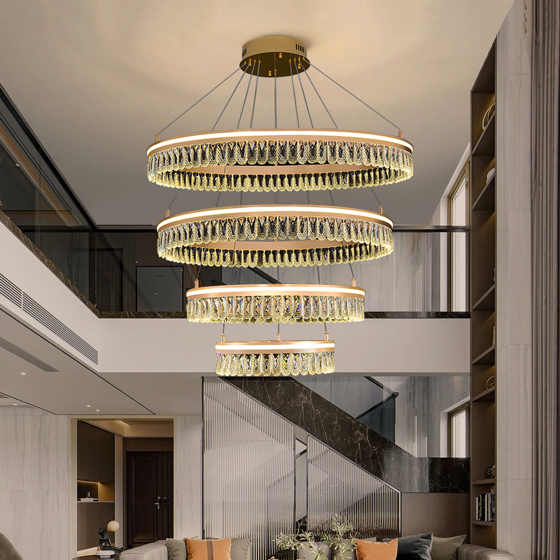 LED水晶客厅吊灯创意卧室餐厅吧台现代简约大气别墅客厅灯2023款