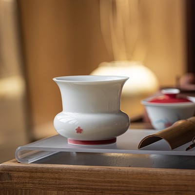 明泉茶斋堆绘陶瓷建水家用茶室桌面茶渣缸水孟茶洗废水缸茶道配件