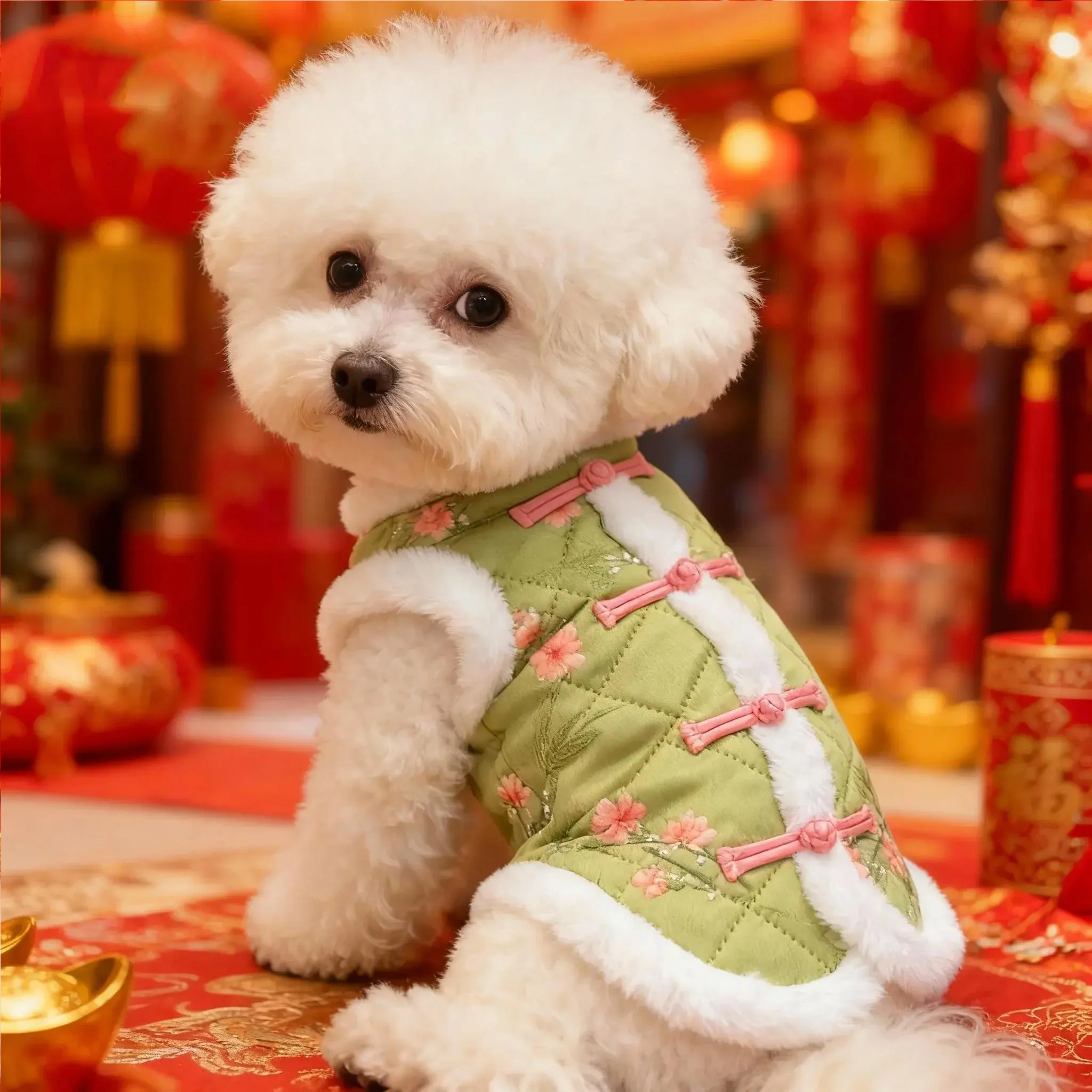 狗狗衣服冬装新年国风盘扣中式唐装比熊泰迪博美保暖拜年猫咪棉衣