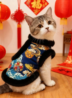 猫咪衣服新年冬季保暖英短金渐层银渐层拜年龙袍狗狗冬天喜庆棉衣