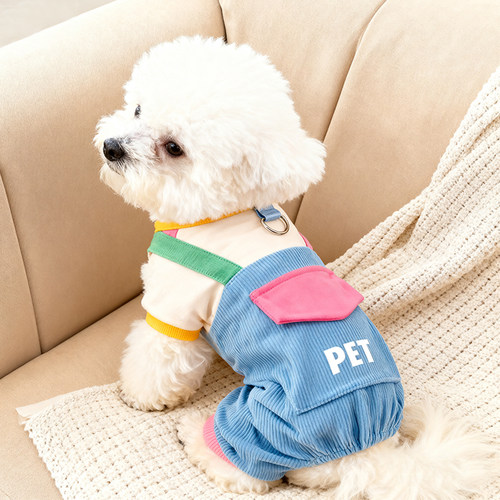 狗狗衣服春季新款背带四脚裤中小型犬比熊泰迪博美雪纳瑞可牵引衣