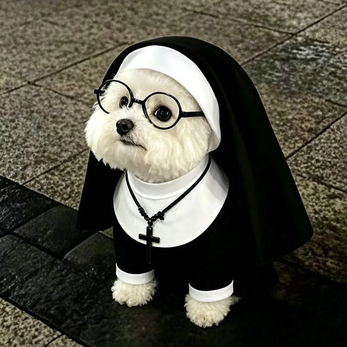 狗狗衣服万圣节搞笑修女服中小型犬宠物cos拍照猫咪搞怪变身服装