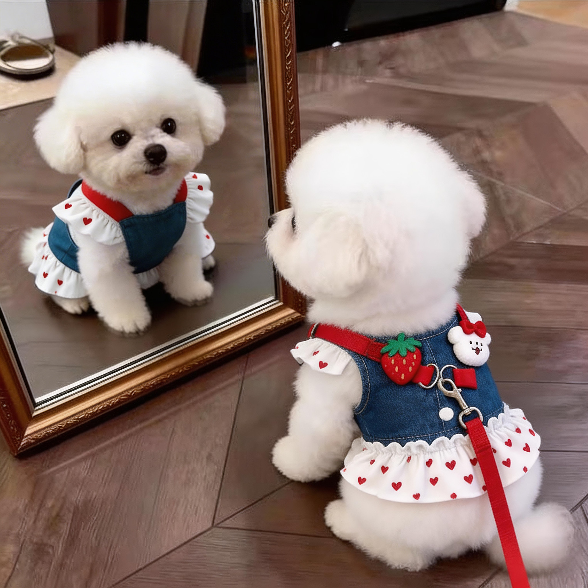 狗狗牵引绳胸背带小型犬衣服泰迪比熊夏天外出专用遛狗绳防挣脱图片