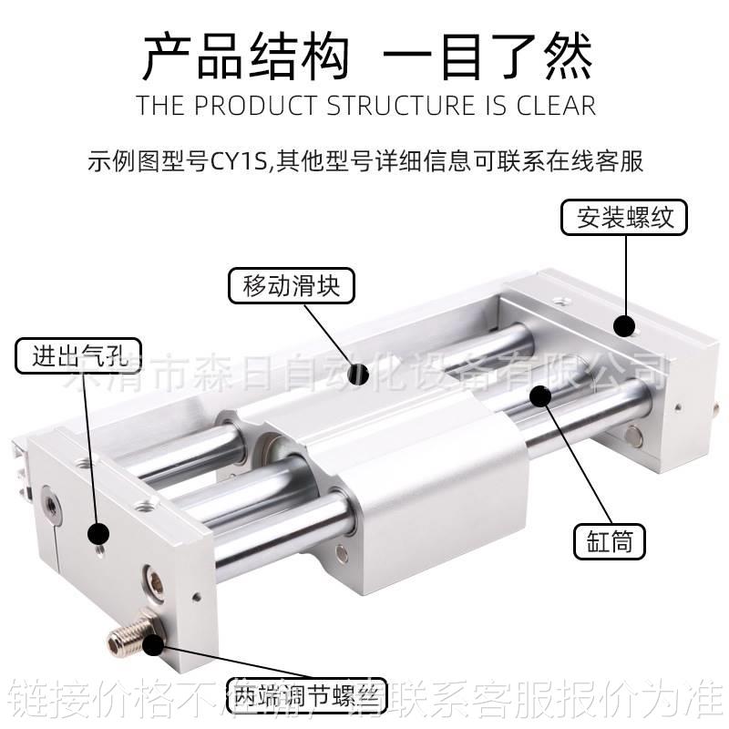 SMC型CY1L无杆气缸带导杆RMTL10/20/25/32-300/500S磁偶MRH