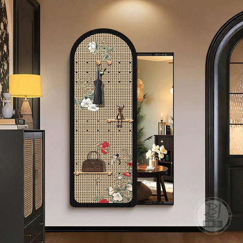 中古风玄关全身镜装饰画穿衣镜