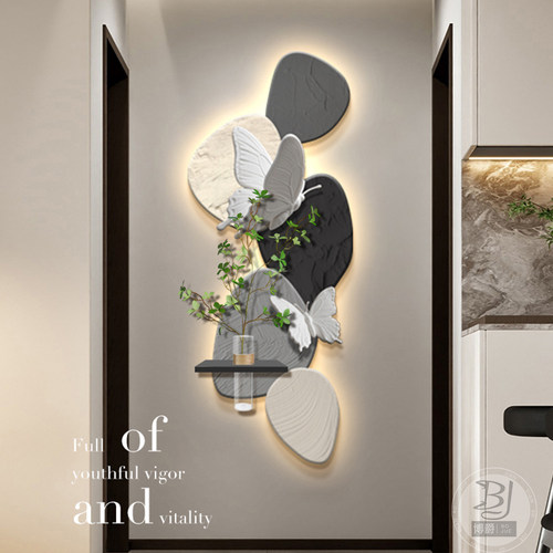 石来运转玄关装饰画黑白极简走廊