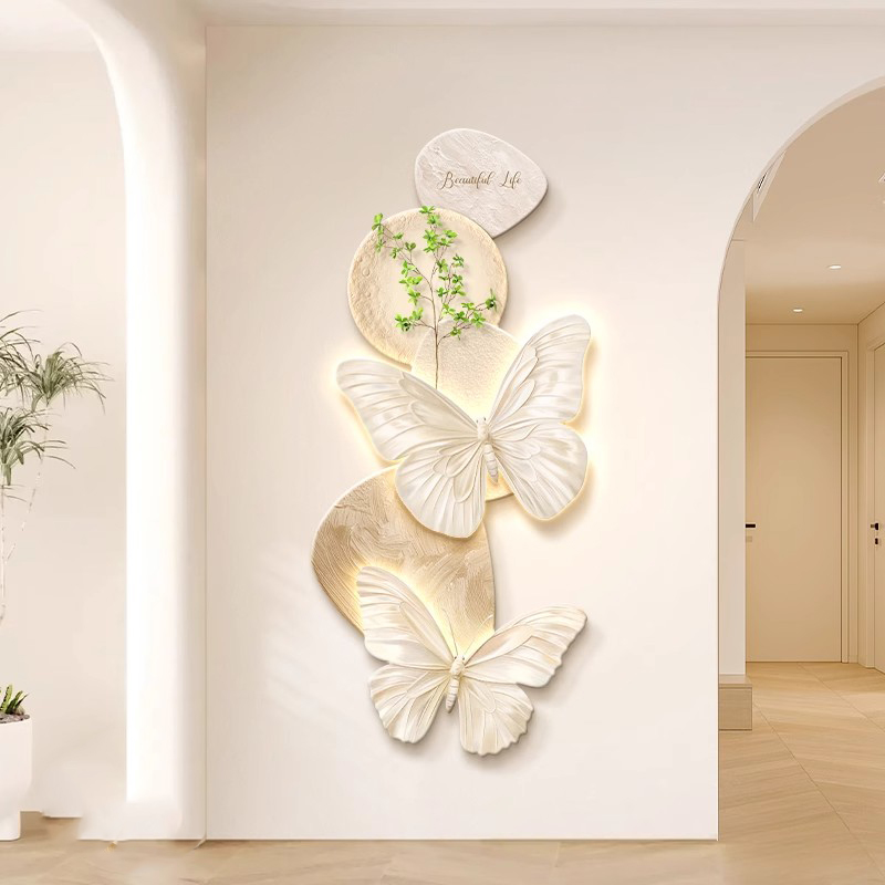 入户法式奶油风玄关装饰画蝴蝶