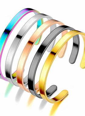 不锈钢手链C形开口钛钢手镯手环个性LOGO手镯