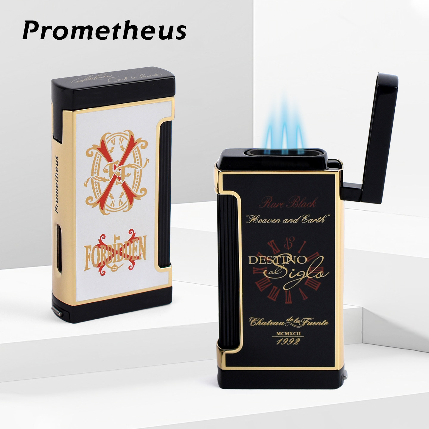 美国Prometheus普罗米修斯雪茄打火机富恩特联名长方体款带雪茄钻