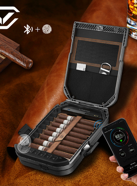 美国进口LifePod智能旅行雪茄保湿盒指纹锁密码雪松木便携式烟盒
