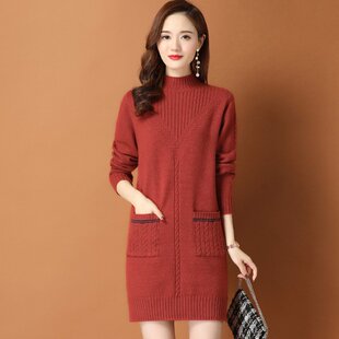 时尚休闲知性风连衣裙女装2025新款洋气显瘦长款毛衣女针织打底衫