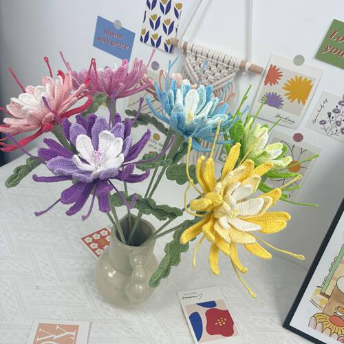手工编织毛线编织昙花成品仿真花装饰花艺摆件礼物钩织毛线花