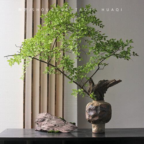 侘寂风花器老物件粗陶花瓶干枝绿植居家中古风民宿酒店餐厅摆件