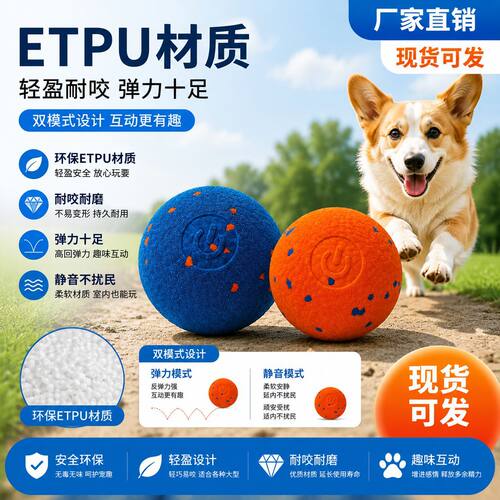跨境ETPU宠物跳跳球狗狗解闷磨牙玩具球新电动智能逗狗球防水耐咬