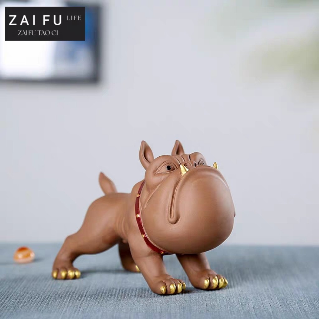载福出口精品茶宠摆件可养创意紫砂可爱狗年吉祥物茶几装饰品摆设