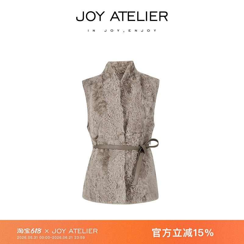 JOY0066 阿富汗紫羔美丽诺羊绒羊毛背心马甲秋冬新款系带马甲外套