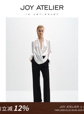 JOY ATELIER3102E调乐曲 挂门襟宽袖口复古重磅真丝桑蚕丝衬衫