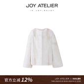 JOY8S10 拾光 Saga皇冠级稀有米黄十字圆领箱型水貂外套H廓形皮草