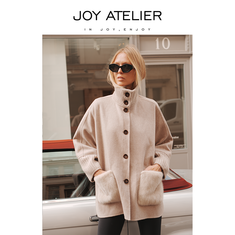 水貂羊绒羊毛立翻领外套