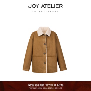 佳音 JOY News Good 简约撞色羊毛双面穿皮草夹克外套上衣 8989