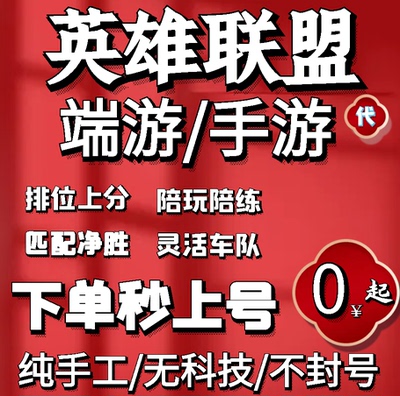 专业低价效率lol代英雄联盟手游端游代打排位定位定级赛车队上分
