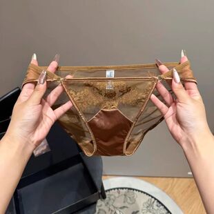 高级地母系!温柔氛围白月光~缎面拼接网纱女士中腰内裤~judoll